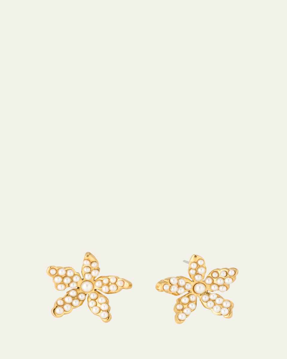 Pearly Flower Stud Earrings